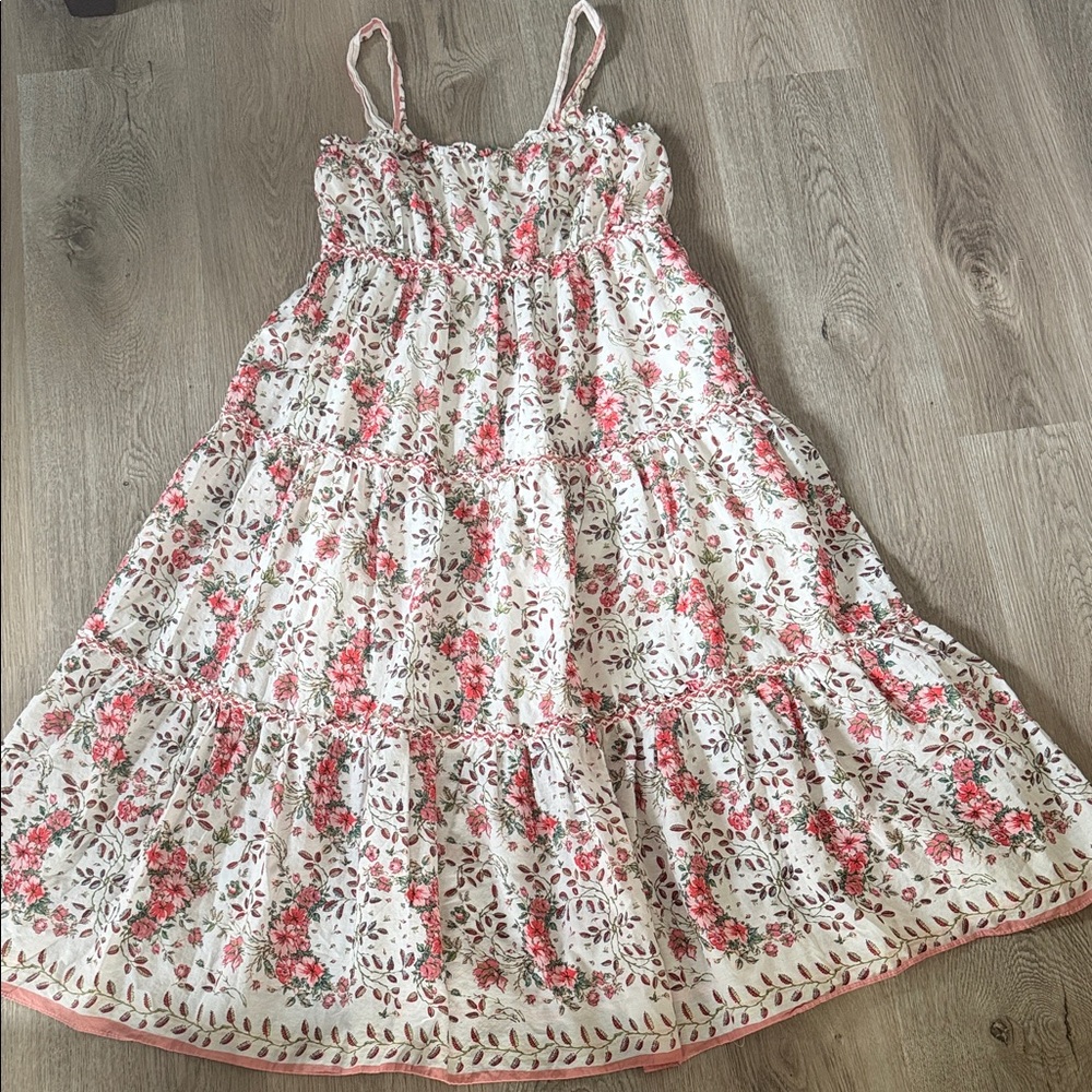 Women Floral Dress in Pink and White size L